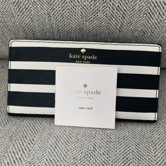 kate spade Handbags - Kate Spade Striped Snap Closure Black and White Wallet/ FREE GIFT WITH ORDER